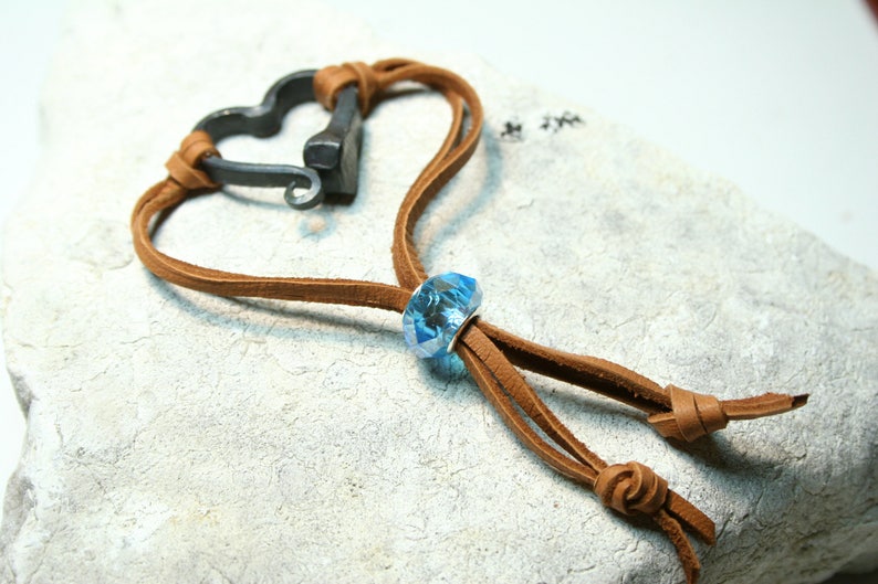Horseshoe nail bracelet Hand forged heart bracelet Hand image 4