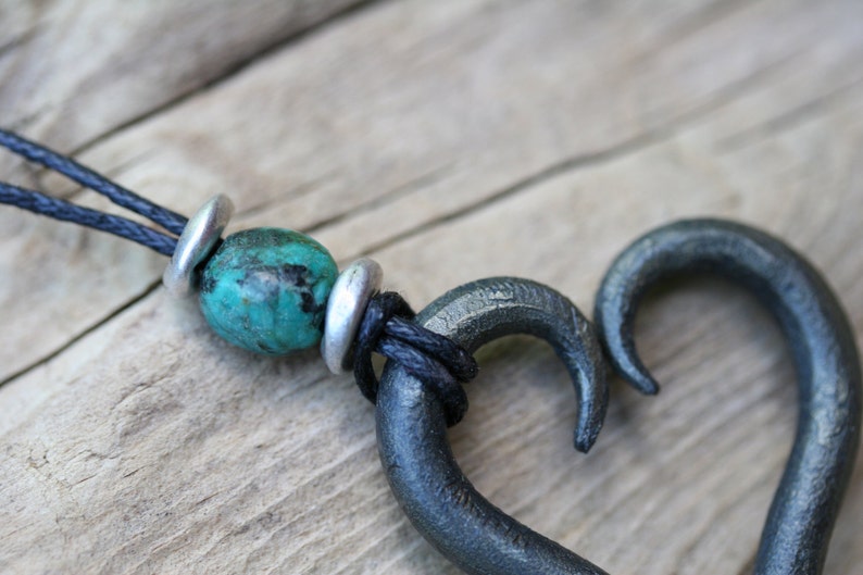 Iron Heart Necklace Hand Iron Blacksmith Heart Etsy