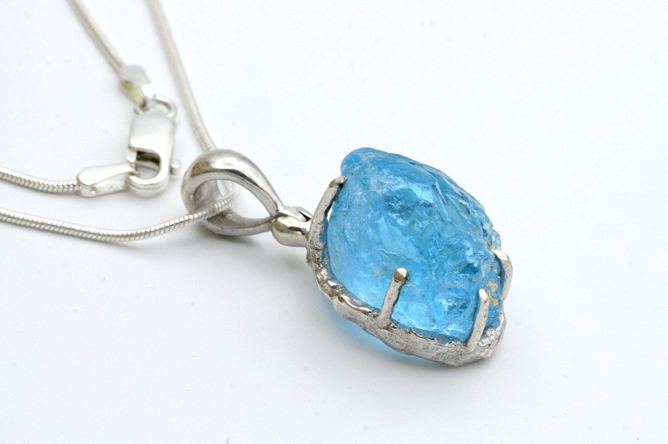 Raw blue cheap topaz necklace