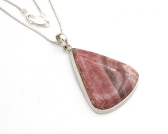 Rhodochrosite Necklace, Rhodochrosite Pendant, Rhodochrosite Jewelry, Sterling Silver, Crystal Jewelry, Healing Jewelry, Rhodochrosite