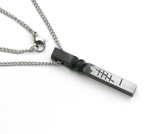 6th Anniversary Iron Necklace, Tally Mark Pendant, Gift For Her