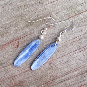 Oval Kyanite Earrings with sterling silver, Healing Jewelry