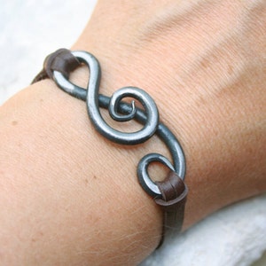 Treble Clef Bracelet, Blacksmith, Hand Forged Iron Jewelry, Iron Anniversary Gift, Music Jewelry image 1