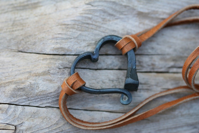 Horseshoe nail bracelet Hand forged heart bracelet Hand image 1