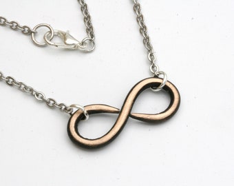 Collier infini en bronze, cadeau 8e anniversaire, cadeau d'anniversaire de bronze, collier en bronze, bijoux en bronze, bijoux infini