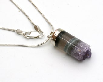 Raw Amethyst Bullet Necklace, Amethyst Jewelry, Chakra Healing Crystal, Gift for Her, Raw Crystal Necklace