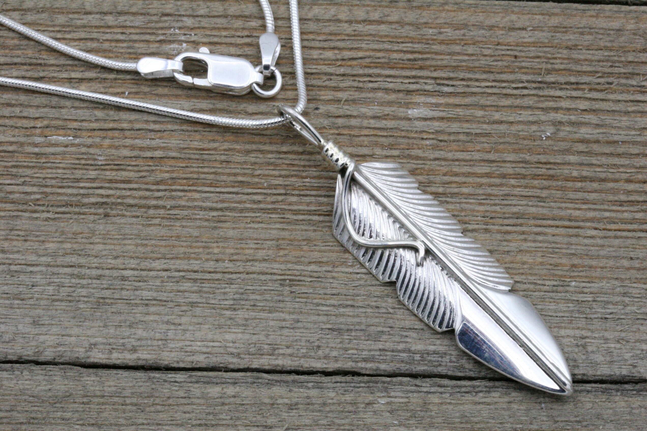 アクセサリー vintage feather necklace Sterling Silver Feather Pendant, Southwestern Necklace