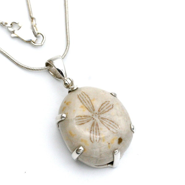 Fossil Sea Urchin Pendant in Sterling Silver, Fossil Jewelry, Nature Jewelry, Boho Gift, Science Gift, Beach Lover Jewelry, Sea Urchin