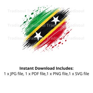 Saint Kitts and Nevis Flag Watercolor Print - Digital Download | Abstract Flag Art for Personal & Commercial Use | JPG, PNG, SVG