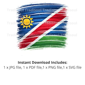 Namibia Flag Watercolor Print - Digital Download | Abstract Namibian Flag Art for Personal & Commercial Use | JPG, PNG, SVG
