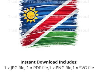 Impresión en acuarela de la bandera de Namibia - Descarga digital / Arte abstracto de la bandera de Namibia para uso personal y comercial / JPG, PNG, SVG