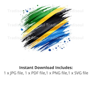 Tanzania Flag Watercolor Print - Digital Download | Abstract Tanzanian Flag Art for Personal & Commercial Use | JPG, PNG, SVG