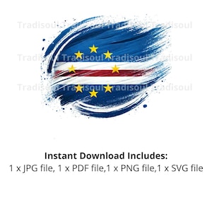 Cape Verde Flag Watercolor Print - Digital Download | Abstract Cape Verdean Flag Art for Personal & Commercial Use | JPG, PNG, SVG