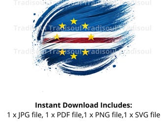 Cape Verde Flag Watercolor Print - Digital Download | Abstract Cape Verdean Flag Art for Personal & Commercial Use | JPG, PNG, SVG