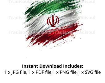 Impression aquarelle du drapeau de l'Iran - Téléchargement numérique | Art abstrait du drapeau iranien pour usage personnel et commercial | JPG, PNG, SVG