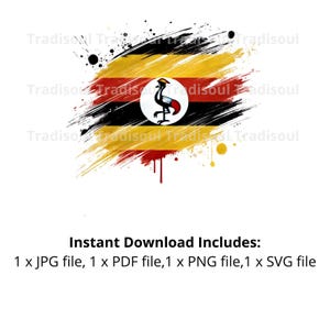 Uganda Flag Watercolor Print - Digital Download | Abstract Ugandan Flag Art for Personal & Commercial Use | JPG, PNG, SVG