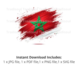 Morocco Flag Watercolor Print - Digital Download | Abstract Moroccan Flag Art for Personal & Commercial Use | JPG, PNG, SVG