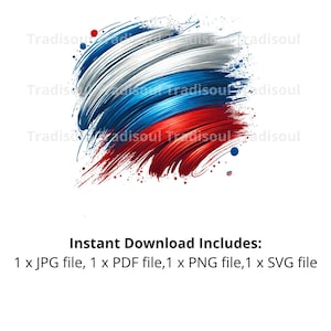 Russia Flag Watercolor Print - Digital Download | Abstract Russian Flag Art for Personal & Commercial Use | JPG, PNG, SVG