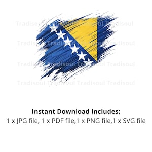 Bosnia and Herzegovina Flag Watercolor Print - Digital Download | Abstract Bosnia Flag Art for Personal & Commercial Use | JPG, PNG, SVG