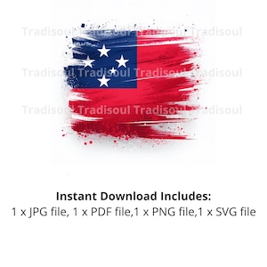 Samoa Flag Watercolor Print - Digital Download | Abstract Samoan Flag Art for Personal & Commercial Use | JPG, PNG, SVG