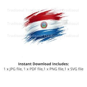 Paraguay Flag Watercolor Print - Digital Download | Abstract Paraguayan Flag Art for Personal & Commercial Use | JPG, PNG, SVG