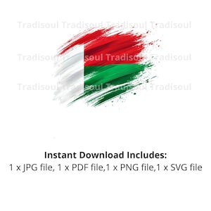 Madagaskar vlag aquarel print - digitale download | Abstracte vlagkunst van Madagaskar voor persoonlijk en commercieel gebruik | JPG, PNG, SVG