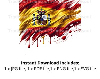 Spanien Flagge Aquarell Druck - Digital Download | Abstrakte Kunst mit spanischer Flagge für den persönlichen und kommerziellen Gebrauch | JPG, PNG, SVG