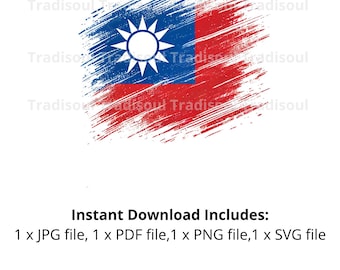 Impresión en acuarela de la bandera de Taiwán - Descarga digital / Arte abstracto de la bandera taiwanesa para uso personal y comercial / JPG, PNG, SVG