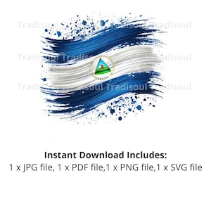 Nicaragua Flag Watercolor Print - Digital Download | Abstract Nicaraguan Flag Art for Personal & Commercial Use | JPG, PNG, SVG