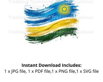 Rwanda Flag Watercolor Print - Digital Download | Abstract Rwandan Flag Art for Personal & Commercial Use | JPG, PNG, SVG