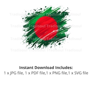 Bangladesh Flag Watercolor Print - Digital Download | Abstract Bangladesh Flag Art for Personal & Commercial Use | JPG, PNG, SVG