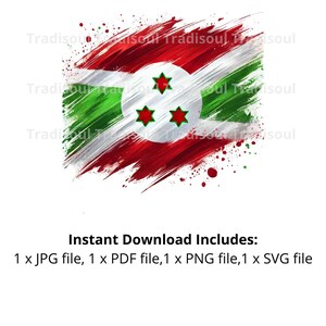Burundi Flag Watercolor Print - Digital Download | Abstract Burundi Flag Art for Personal & Commercial Use | JPG, PNG, SVG