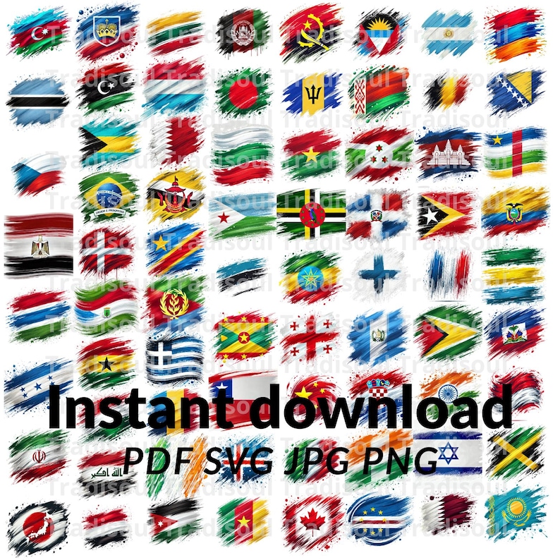 165 Watercolor World Flags – Digital Download Bundle | Abstract Flag ...