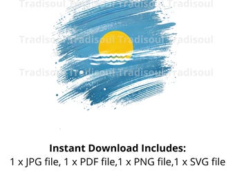 Palau Flag Watercolor Print - Digital Download | Abstract Palauan Flag Art for Personal & Commercial Use | JPG, PNG, SVG