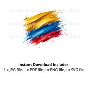 May include: A digital illustration of the Colombian flag painted in a brushstroke style. The flag is yellow, blue, and red.