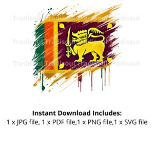 Sri Lanka Flag Watercolor Print - Digital Download | Abstract Sri Lankan Flag Art for Personal & Commercial Use | JPG, PNG, SVG