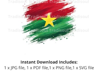 Burkina Faso Flag Watercolor Print - Digital Download | Abstract Burkina Faso Flag Art for Personal & Commercial Use | JPG, PNG, SVG