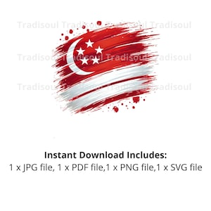 Stampa acquerello della bandiera di Singapore - Download digitale / Arte astratta della bandiera di Singapore per uso personale e commerciale / JPG, PNG, SVG
