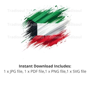 Kuwait Flag Watercolor Print - Digital Download | Abstract Kuwaiti Flag Art for Personal & Commercial Use | JPG, PNG, SVG