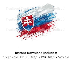 Slovakia Flag Watercolor Print - Digital Download | Abstract Slovakian Flag Art for Personal & Commercial Use | JPG, PNG, SVG