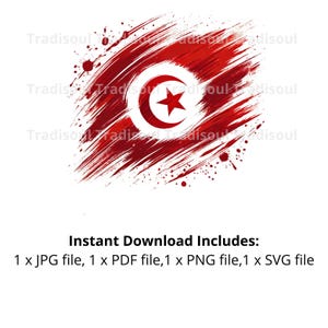 Impression aquarelle du drapeau tunisien - Téléchargement numérique | Art abstrait du drapeau tunisien pour usage personnel et commercial | JPG, PNG, SVG