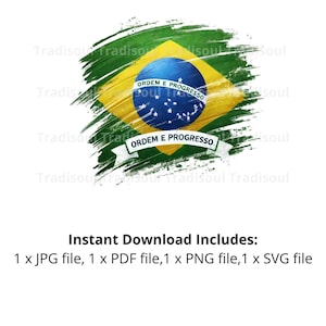 Brazil Flag Watercolor Print - Digital Download | Abstract Brazil Flag Art for Personal & Commercial Use | JPG, PNG, SVG