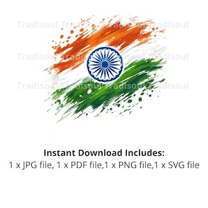 India Flag Watercolor Print - Digital Download | Abstract Indian Flag Art for Personal & Commercial Use | JPG, PNG, SVG