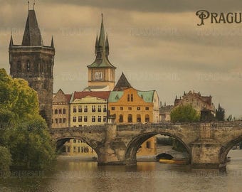 Vintage Prague Digital Postcard for Personal or Commercial Use – JPG, SVG, PNG, Pdf Formats