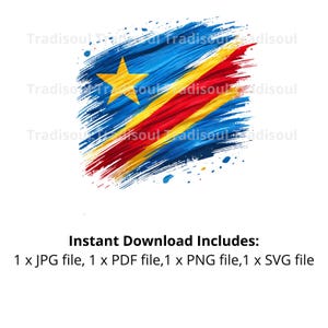 Democratic Republic of the Congo Flag Watercolor Print - Digital Download | Abstract Flag Art for Personal & Commercial Use | JPG, PNG, SVG