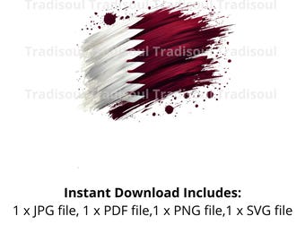 Akvarelltryck av Qatars flagga - Digital nedladdning | Abstrakt konst med Qatars flagga för personligt och kommersiellt bruk | JPG, PNG, SVG
