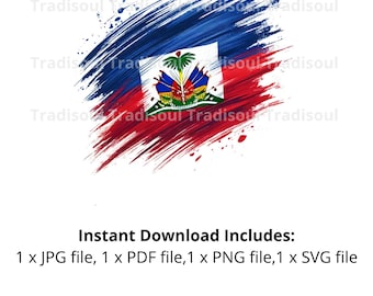 Haïti vlag aquarel print-digitale download | Abstracte Haïtiaanse vlagkunst voor persoonlijk en commercieel gebruik | JPG, PNG, SVG