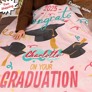 Personalized Graduation Blanket: Class of 2025 Gift, Custom Name