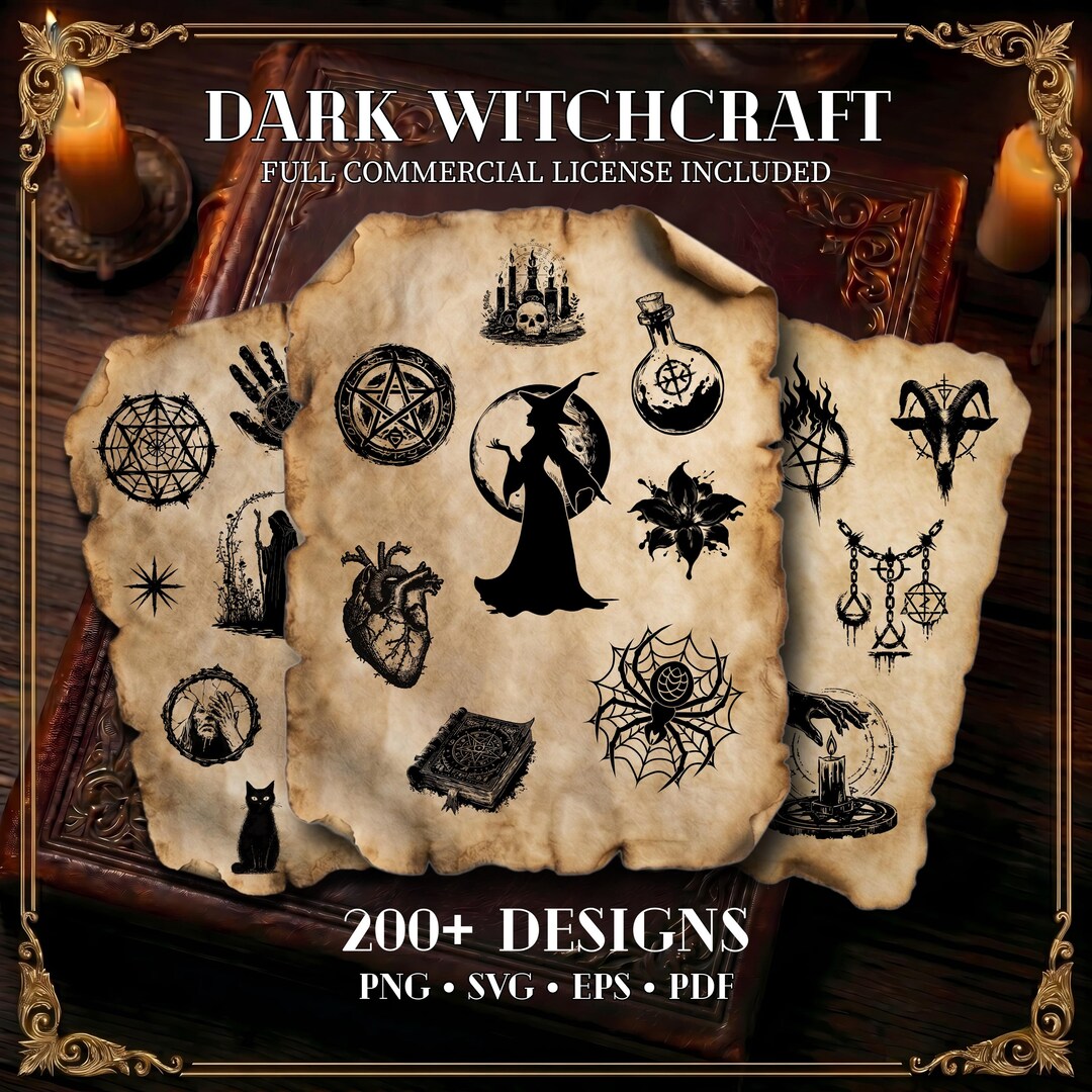 Witchcraft SVG Bundle, Occult PNG Clipart, Dark Magic Vector, Gothic ...