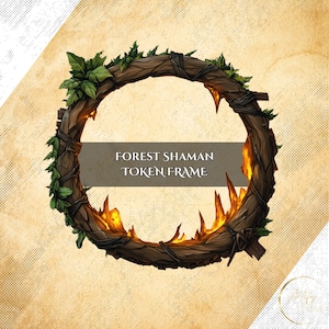 Marco de ficha de Chamán del Bosque: Borde digital para DnD o cualquier juego. Compatible con Foundry VTT, Roll20 y otros juegos de mesa virtuales.